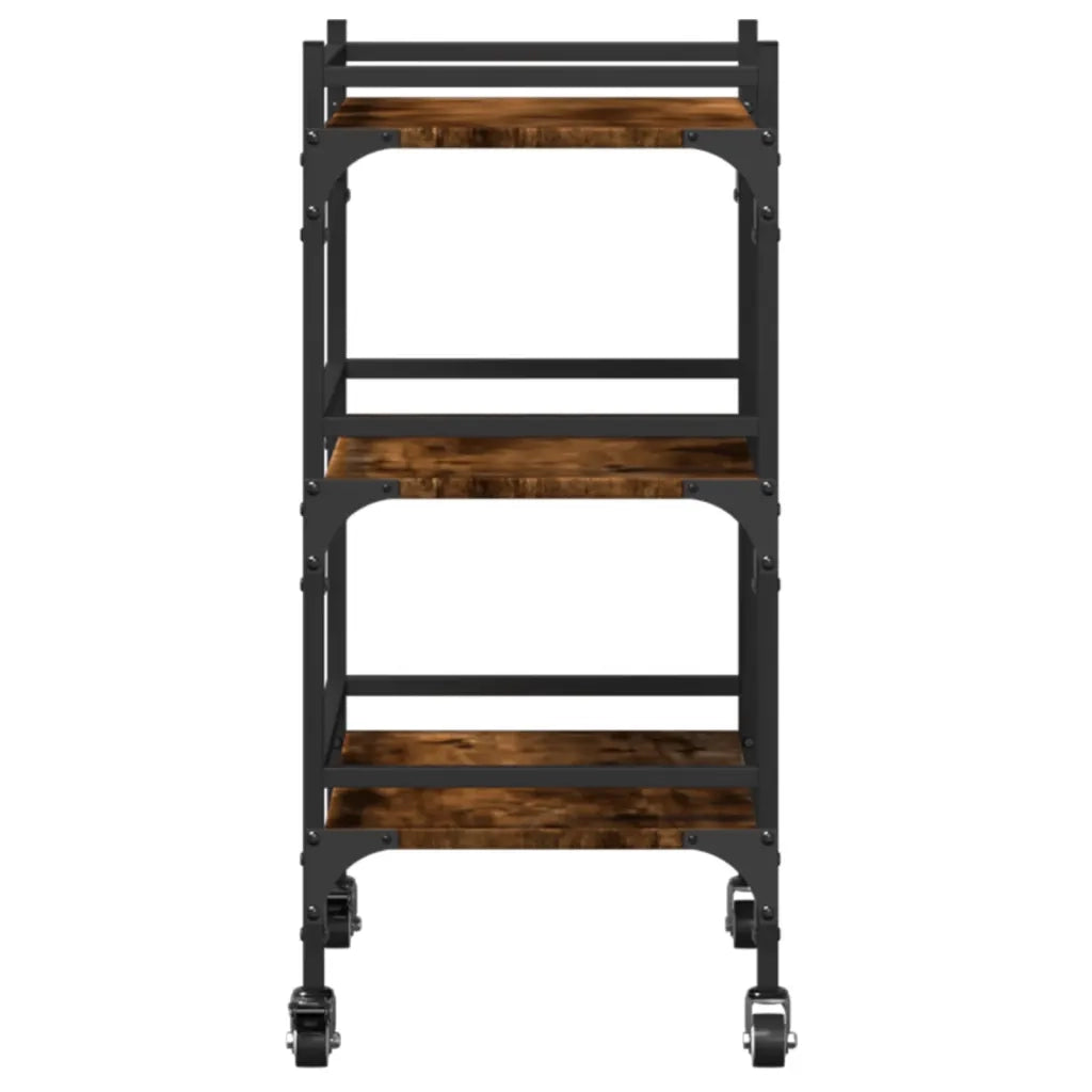 Carrello da Cucina-Scaffale per Cucina Rovere Fumo 50x35x75,5 cm Legno Multistrato