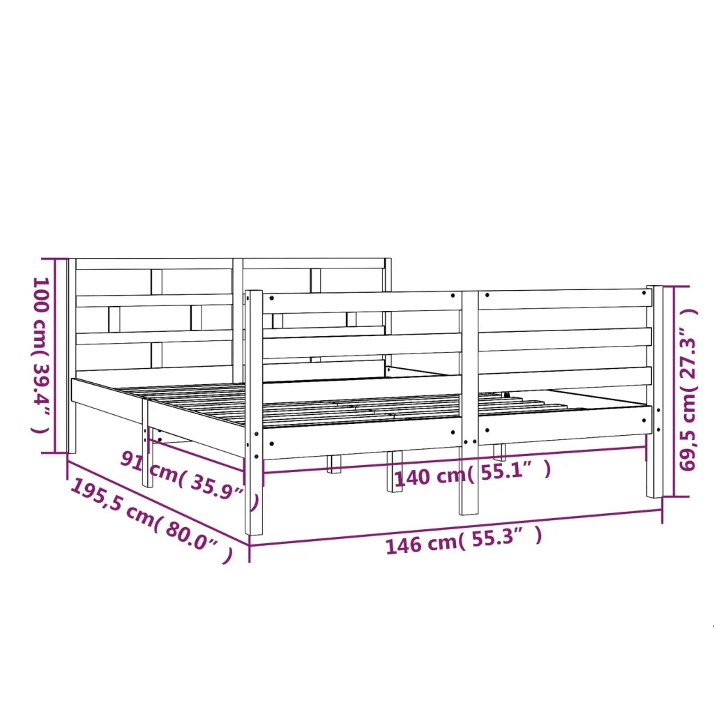 Giroletto-Struttura Letto Bianco in Legno Massello di Pino 140x190 cm 611175