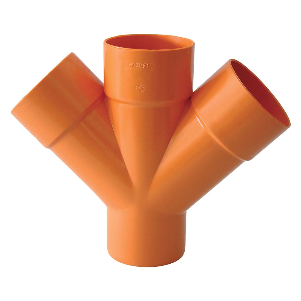 DERIVAZIONE DOPPIA 45  ° ARANCIO- Diam. 100- ESCLU- pezzi 1