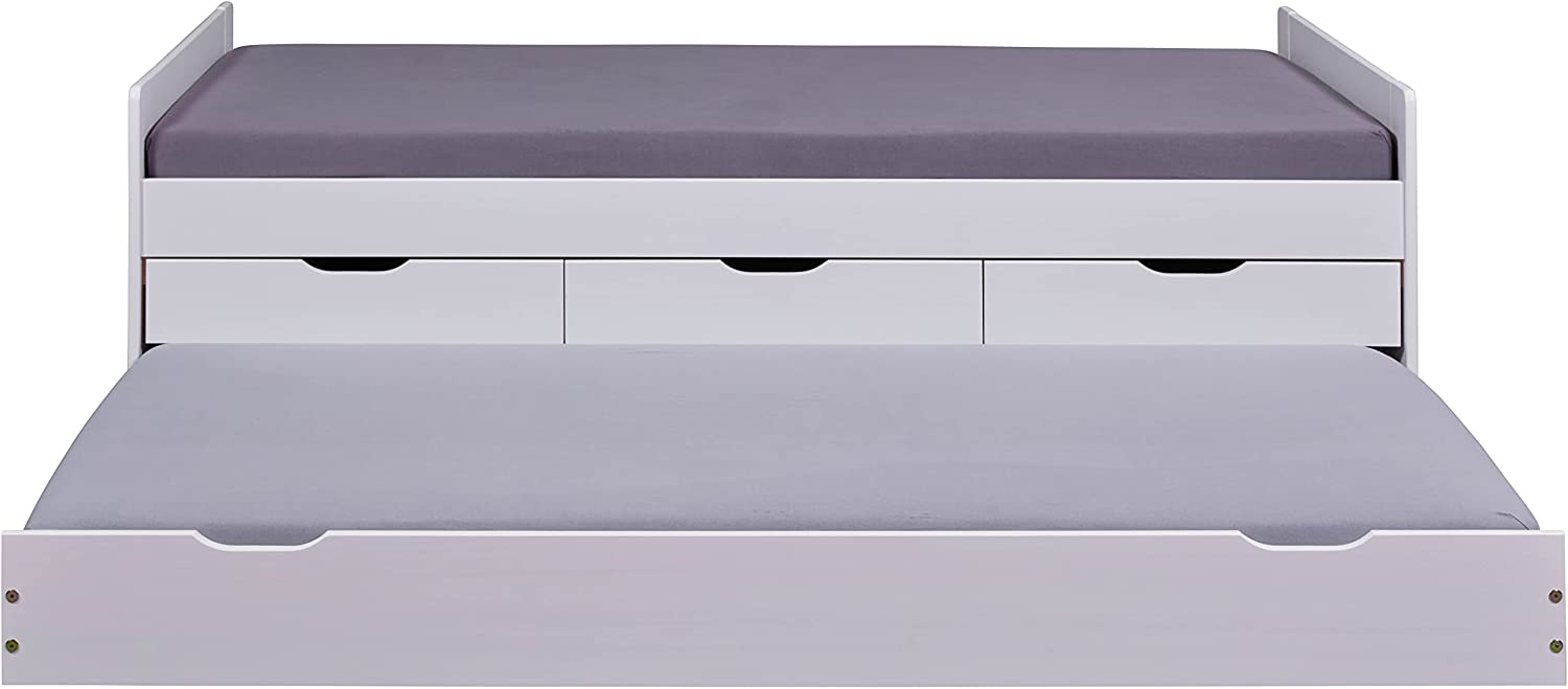 LETTO PER BAMBINI RAGAZZI 90X200 DESERT RAIN 3+1 CASSETTI cm98x63x205 BIANCO