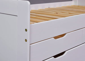 LETTO PER BAMBINI RAGAZZI 90X200 DESERT RAIN 3+1 CASSETTI cm98x63x205 BIANCO