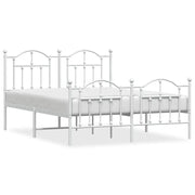 Letto matrimoniale | Letto per adulti | Giroletto con Testiera e Pediera Metallo Bianco 140x200 cm