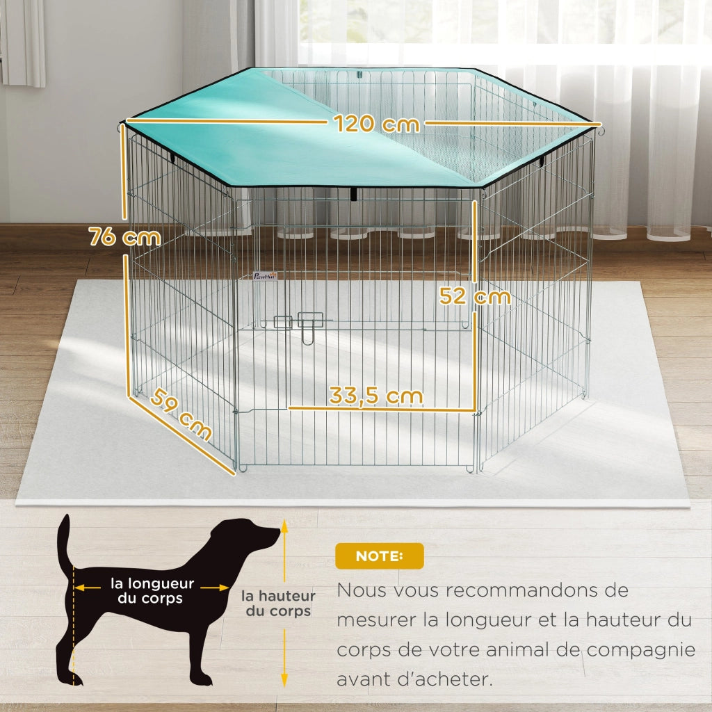 Recinto per Cani ¨C zephmum ¨C Verde 6 Pannelli con Porta 76H cm