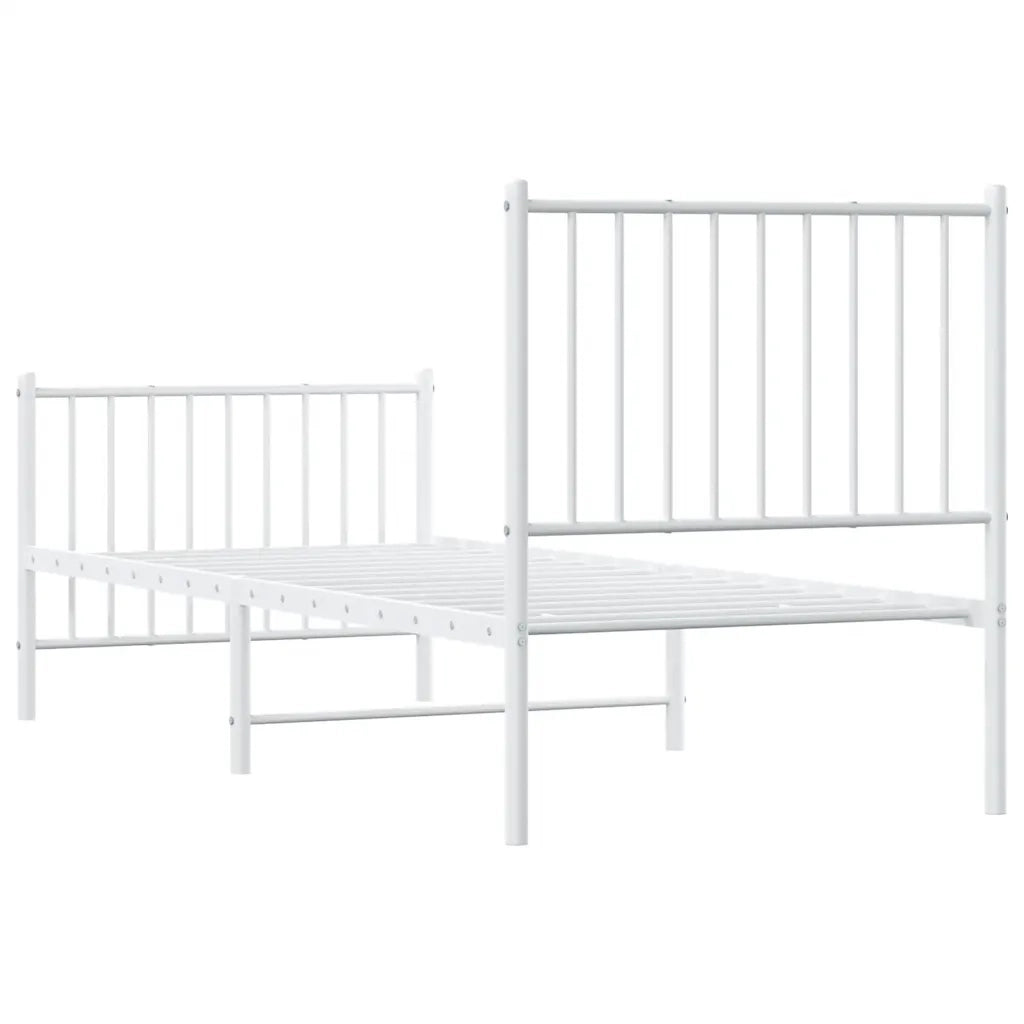 Giroletto con Testiera e Pediera Metallo Bianco 80x200 cm 350940