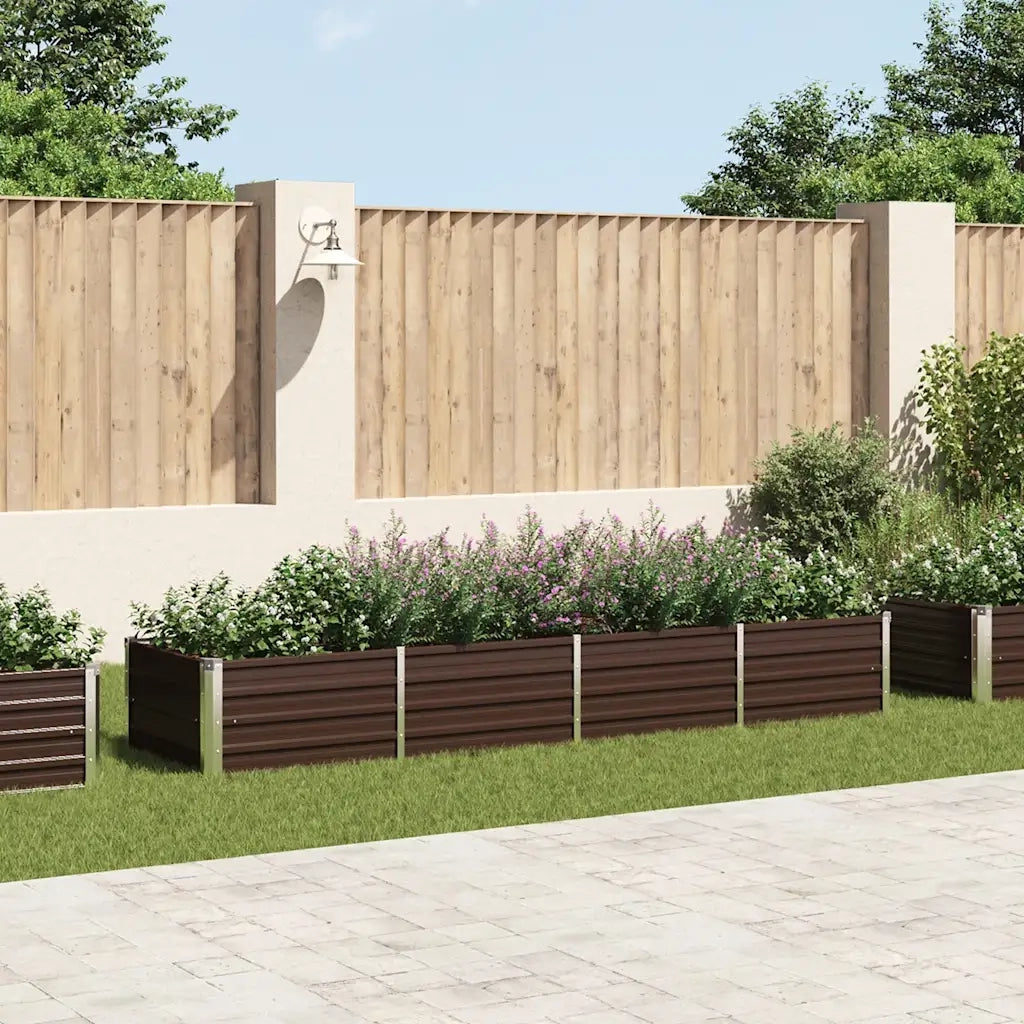 Fioriere | Cassetta per fiori | Letto Rialzato Giardino Marrone 320x80x45 cm in Acciaio Zincato