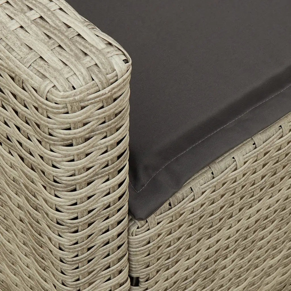 Divano da Giardino con Cuscini in Polyrattan Grigio Chiaro