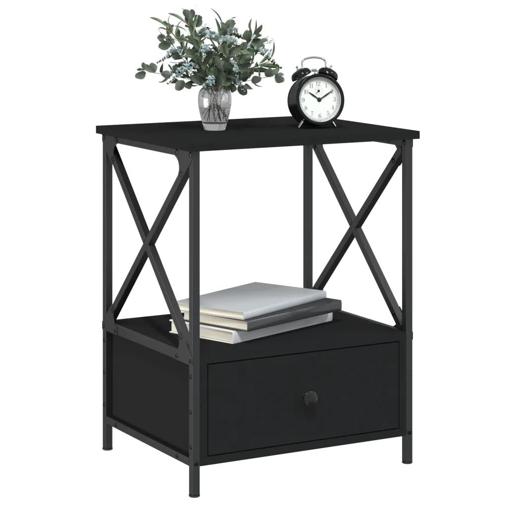 Set di 2 Comodini | Armadio da Notte | Mobiletto da notte Neri 50x41x65 cm in Legno Multistrato