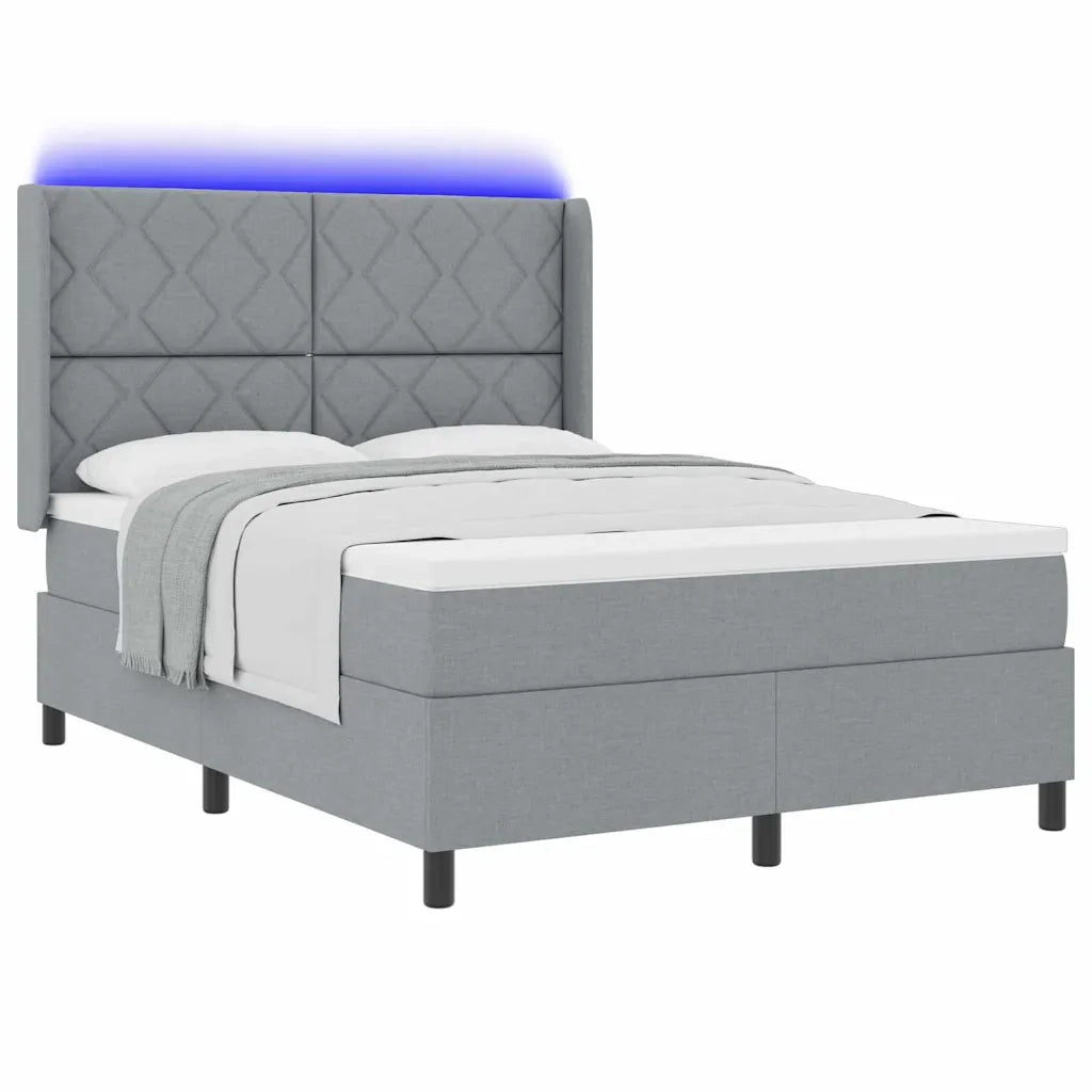 Letto a Sorgente LED Grigio chiaro 160 x 200 cm Tessuto 3343574