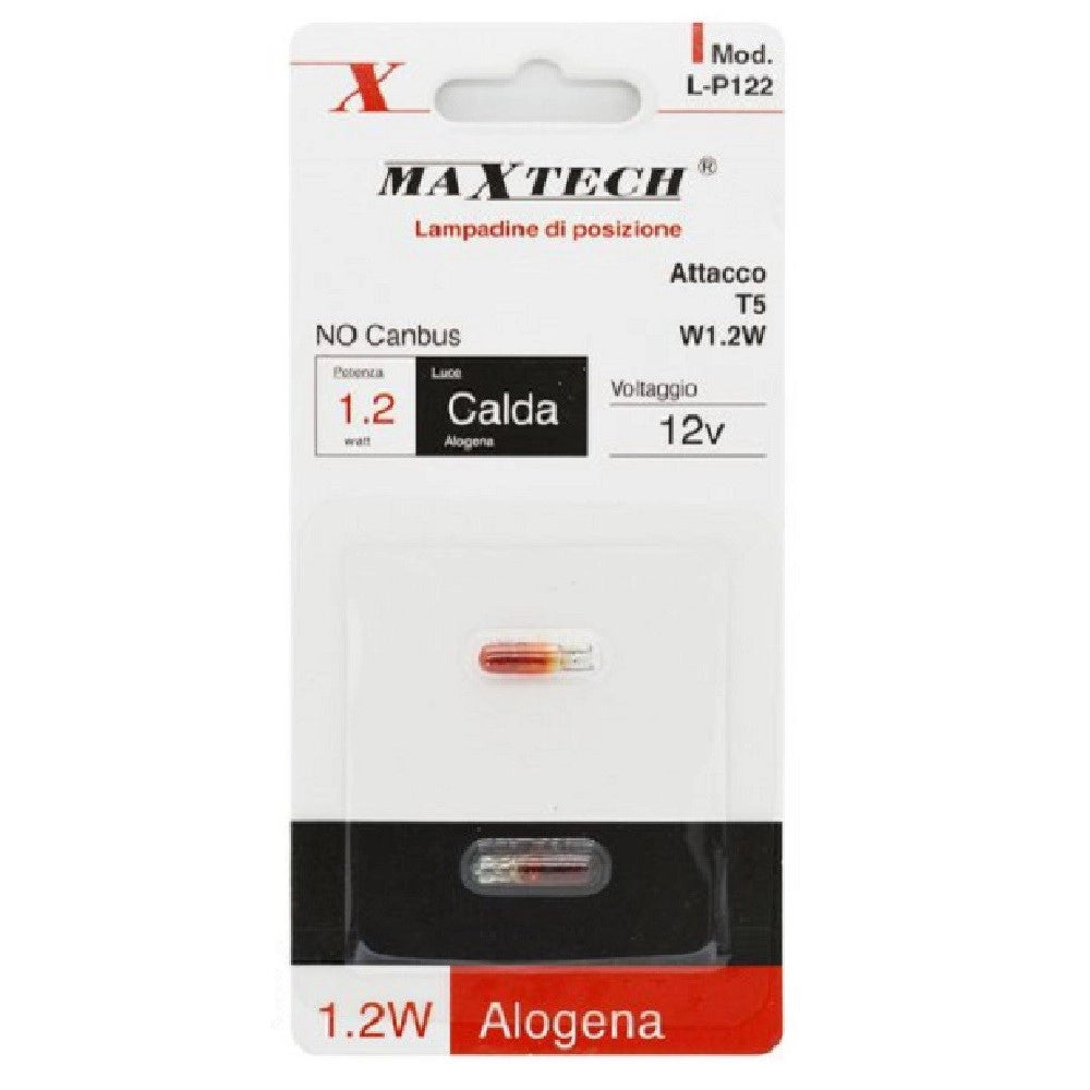 Trade Shop - Lampadine Di Posizione T5 W1.2w 12 V 1.2 W Luce Calda Alogena No Canbus L-p122 -