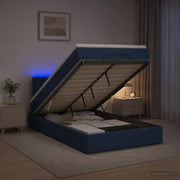 Letto Ottomano con Materasso e LED Blu 120 x 190 cm Tessuto 3456814