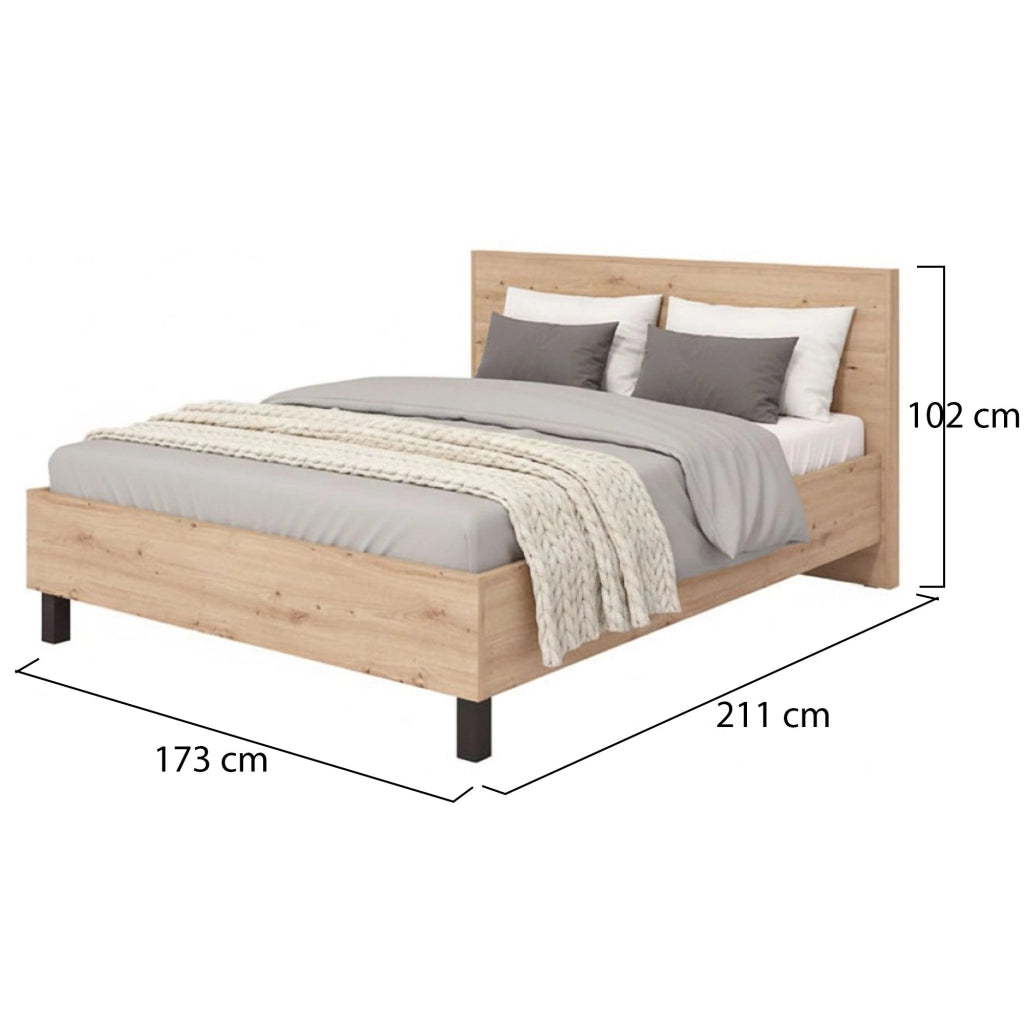 Letto Matrimoniale Coazze, Letto Matrimoniale Dimensione Materasso 160x200 cm, Marrone Rovere Nodi