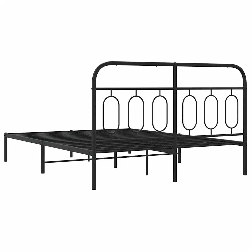Giroletto con Testiera-Struttura Letto con testiera in Metallo Nero 150x200 cm 458701