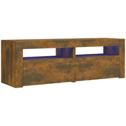 Mobile TV multimediale scaffale TV credenza mobile TV per sala da pranzo soggiorno camera da letto con luci a LED rovere affumicato 120 x 35 x 40 cm marrone 02_0026718