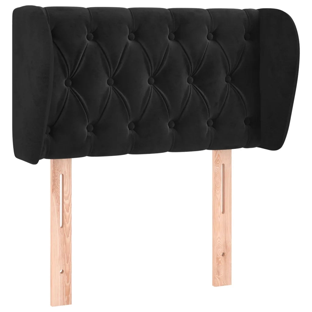 Testiera ad Orecchio Nera 83 x 23 x 78/88 cm in Velluto 3117512