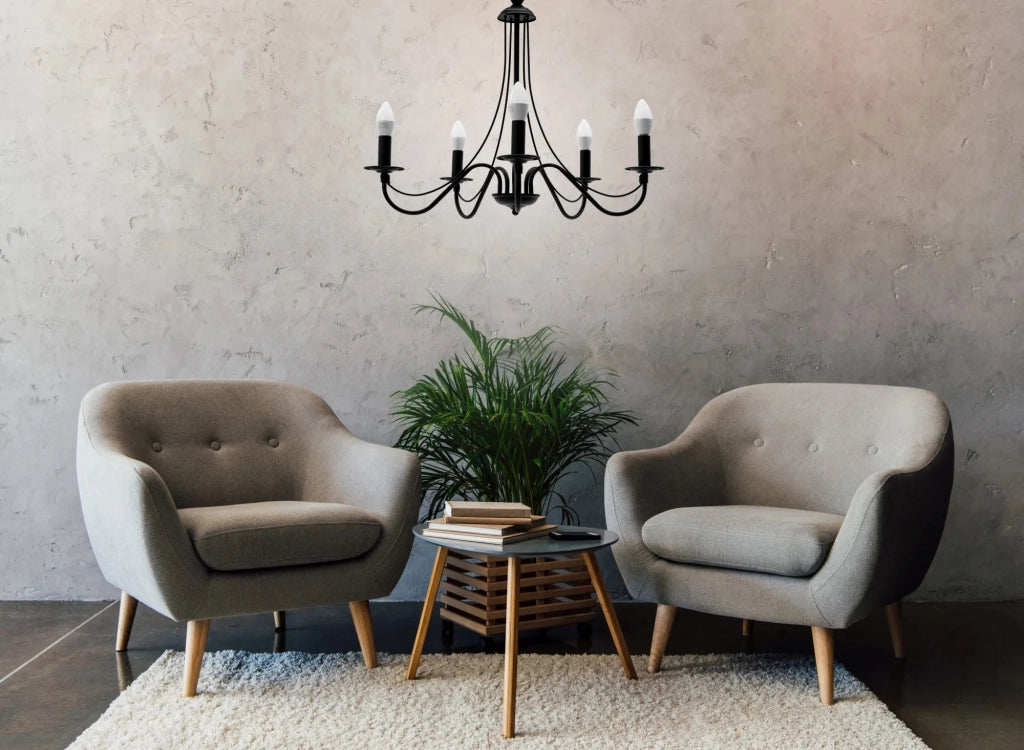 Lampada Da Soffitto Pensile Rustica APP647-5CP Nera