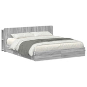 Letto matrimoniale | Letto per adulti | Telaio del letto con storage Sonoma grigio 180 x 200 cm