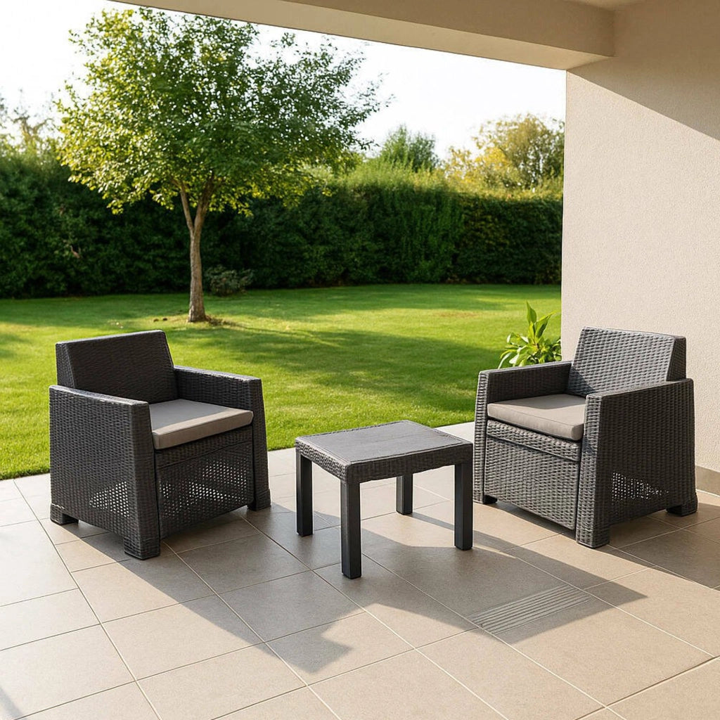 Salottino Outdoor Rosta, set Salotto da Esterno 2 Posti Made in Italy, Grigio Antracite