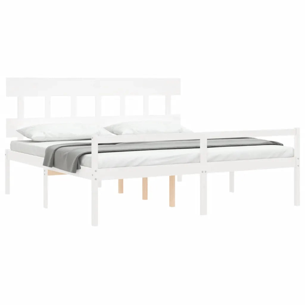Letto per Anziani con Testiera Bianco 200x200 cm Legno Massello 3195437