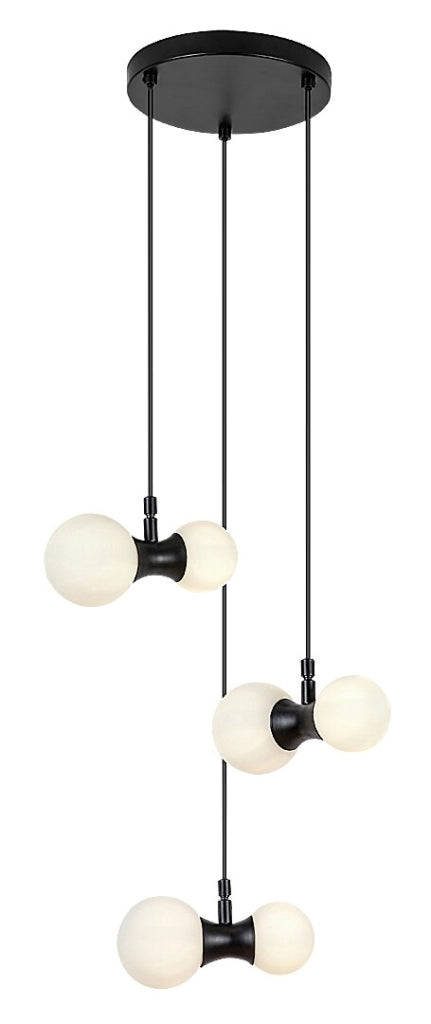 Lampadario Rabalux Lition nero vetro sfere bianche 6xG9