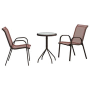 Set Bistro da Giardino 3 pz | Set Salotto da Giardino Marrone Acciaio