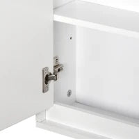 Armadietto Bagno a 2 Ante con Specchiera e Ripiano Regolabile in MDF, 48x14.5x45cm, Bianco