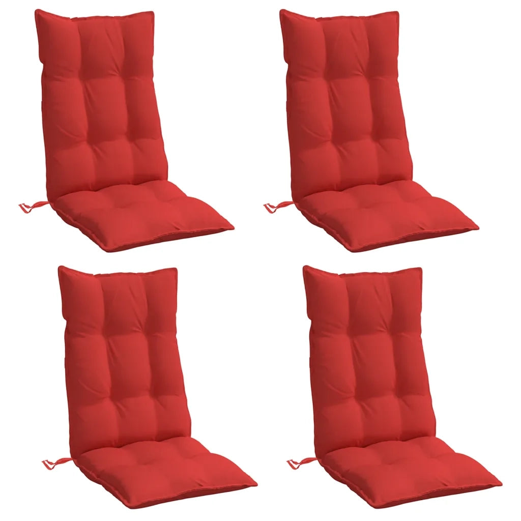 Cuscini per Sedia con Schienale Alto 4 pz | Cuscini per sedie Rosso Tessuto Oxford