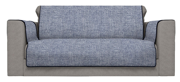 Copridivano con Copri Braccioli Seduta 60 cm in Poliestere Blu Scuro