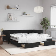 Divano Letto Estraibile con Cassetti-Sofa Letto-Daybed Nero 100x200 cm in Velluto 270286