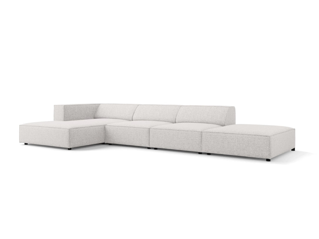 Cosmopolitan Design - Divano angolare sinistro "Arendal" 5 posti in ciniglia grigio chiaro 