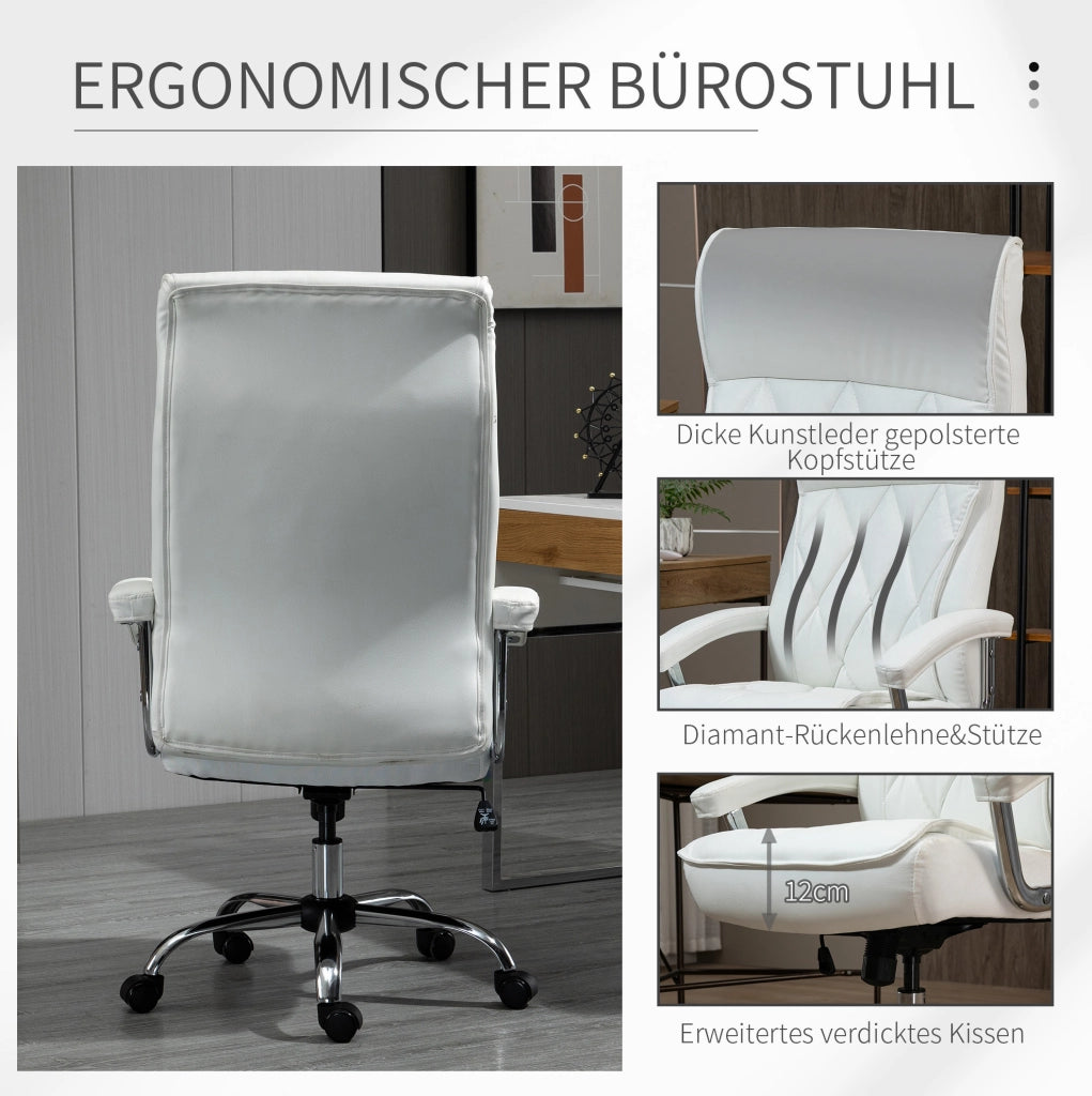 Sedia da ufficio ergonomica bianca in ecopelle