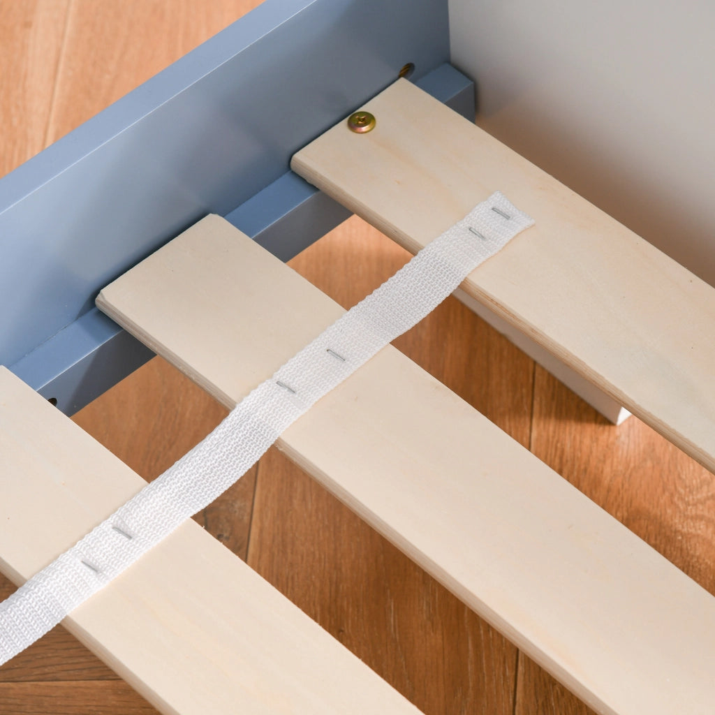 Letto Basso per Bambini di +3 Anni con Sponde Blu e Bianco