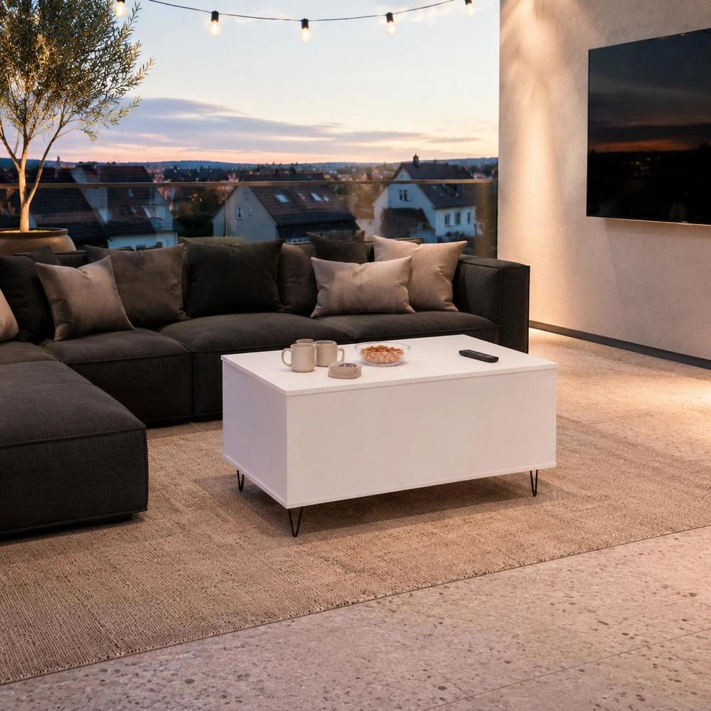 Coffee Table White 90x44.5x45 Cm Wood Material