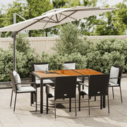 Set da Pranzo da Giardino 7 pz Nero con Cuscini in Polyrattancod mxl 124365