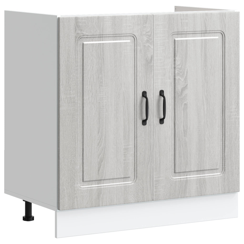Armadio da Cucina  'Kalmar'con Doppi Lavelli Grigio in Legno Ingegnerizzato