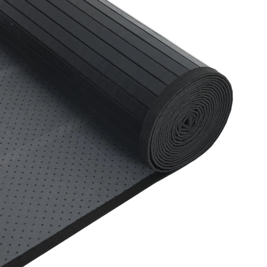 Tappeto Rettangolare Nero 60x100 cm in Bambù 376828