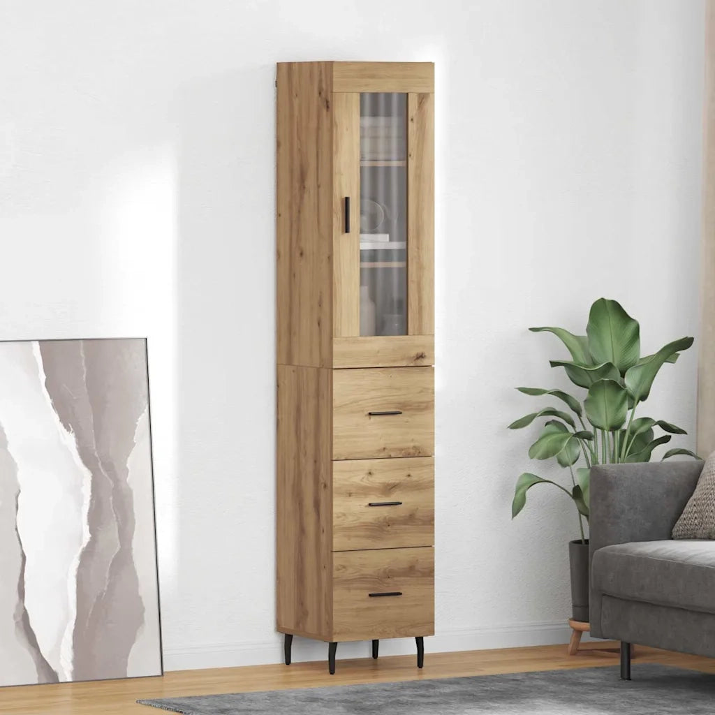 Credenza | Madia | Buffet da pranzo | Armadio da pranzo con cassetto Rovere artigianale 34,5 x 34 x 180 cm