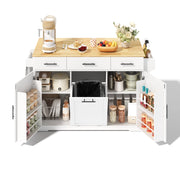 Carrello da cucina con 3 cassetti; 2 vani e vano porta rifiuti con piano ribaltabile per cucina