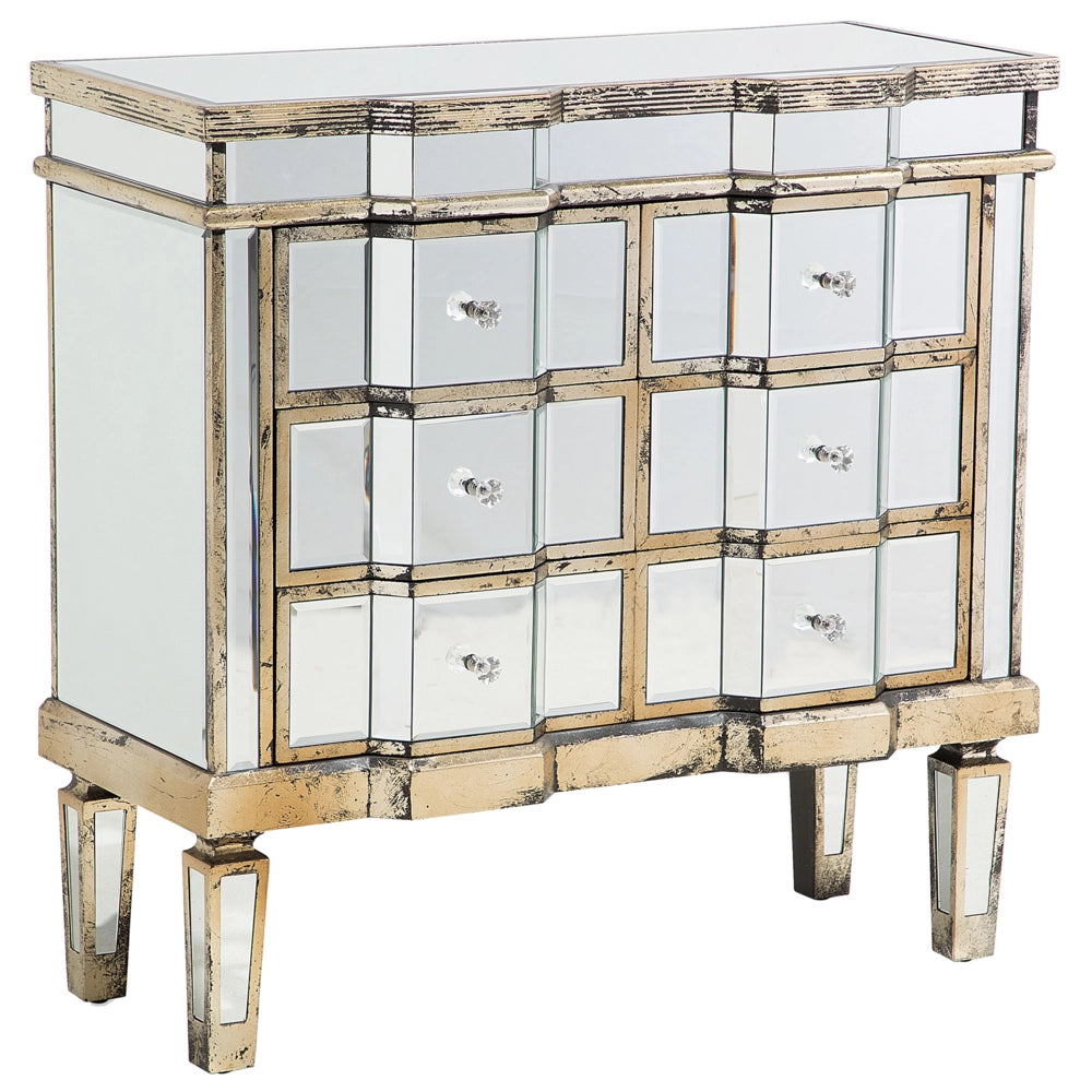 Madia credenza a Specchio dorato 6 Cassetti Chic Design Francese soggiorno