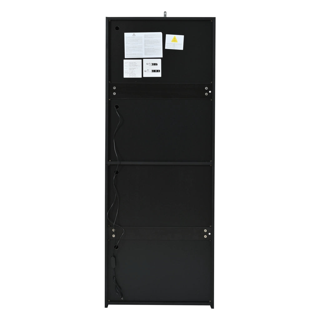 Vetrina con LED e 2 ante, 3 ripiani regolabili e 4 vani, per soggiorno e sala da pranzo, nero, 61 × 42 × 162 cm