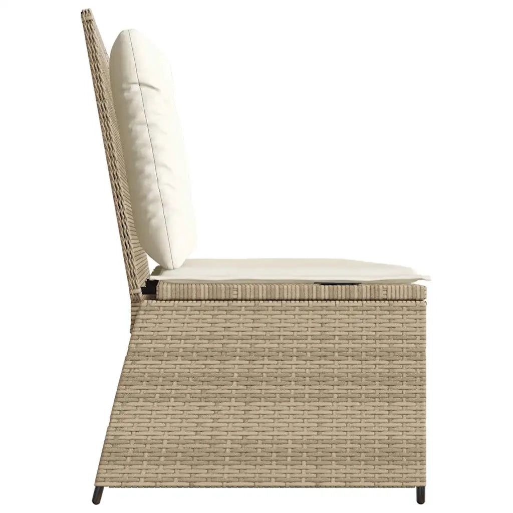 Panca Reclinabile da Giardino con Cuscini-Sgabello-Sedia da esterno Beige in Polyrattan 725376