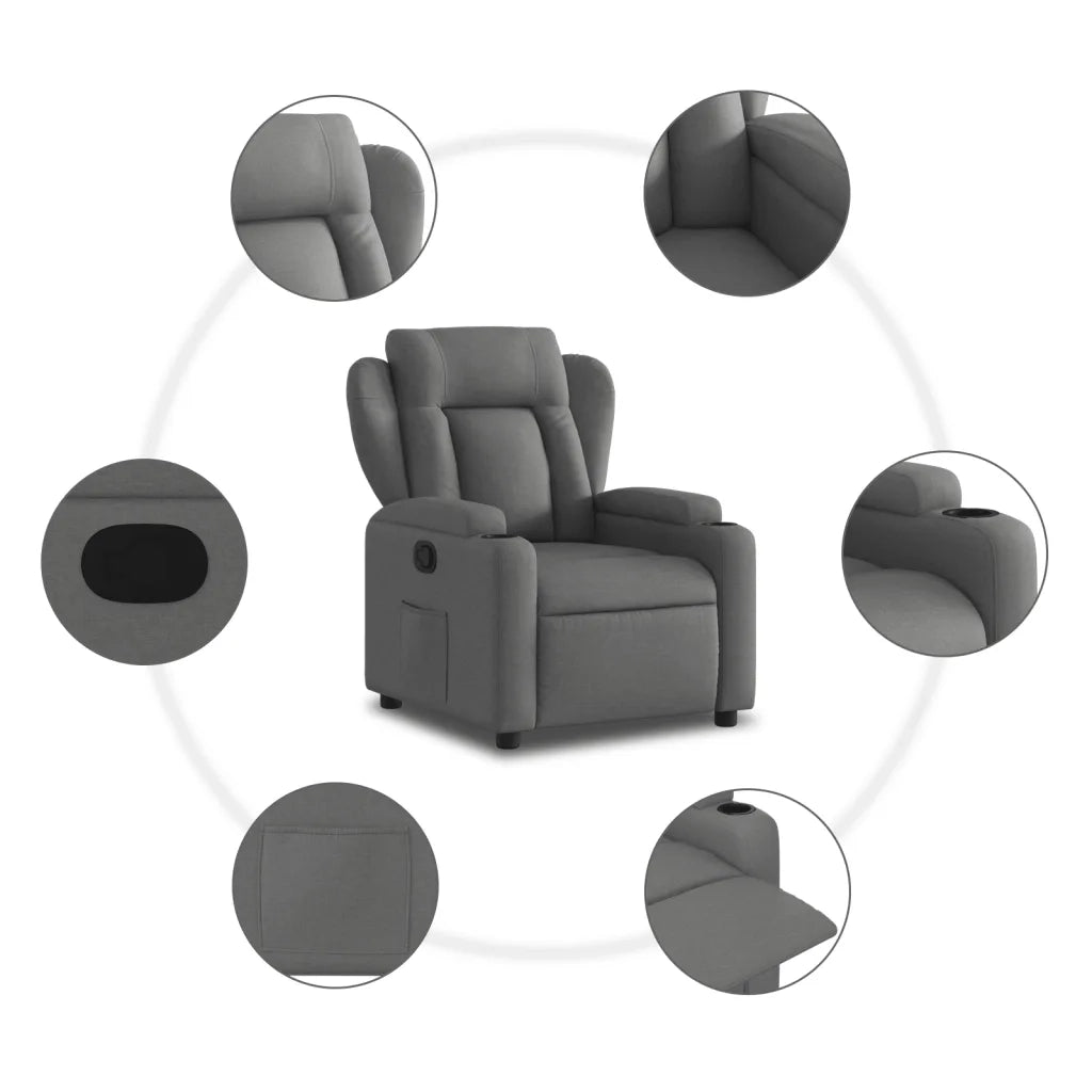 Divano Sedia-Poltrona reclinabile in tessuto grigio scuro 821810