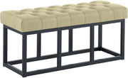 Panca design AMUN in metallo nero opaco e tessuto Tortora,100 cm