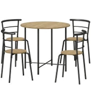 Set Tavolo da Pranzo Rotondo con 4 Sedie Salvaspazio in Legno e Metallo Stile Industriale