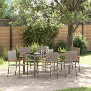 Set da Pranzo Giardino  7 Pezzi Grigio in Rattan Poliestere