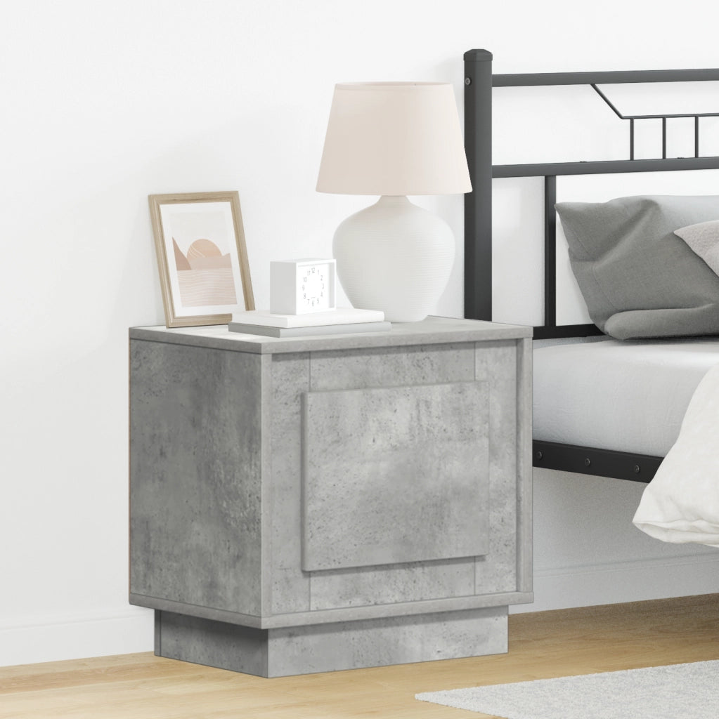 Comodino con luci LED Grigio Cemento 44x34,5x45 cm