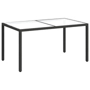 Tavolo Giardino | Tavolino da esterno 150x90x75 cm Vetro Temperato e Polyrattan Nero