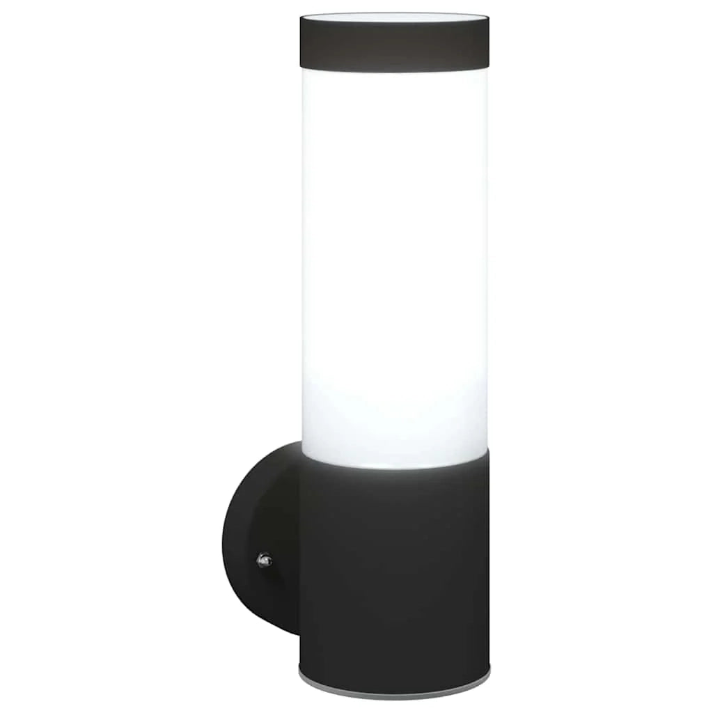 Set di 2 moderne lampade da parete per esterni 12 x 7 x 27 cm illuminazione pratica design minimalista in acciaio inox nero 02_0056484