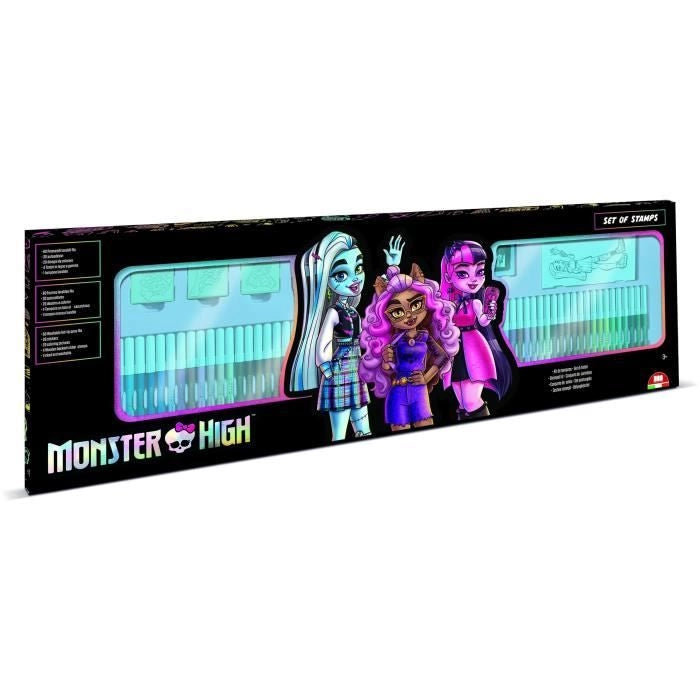 Scatola da colorare - MULTIPRINT - 18869 - 60 pennarelli 4 timbri Monster High