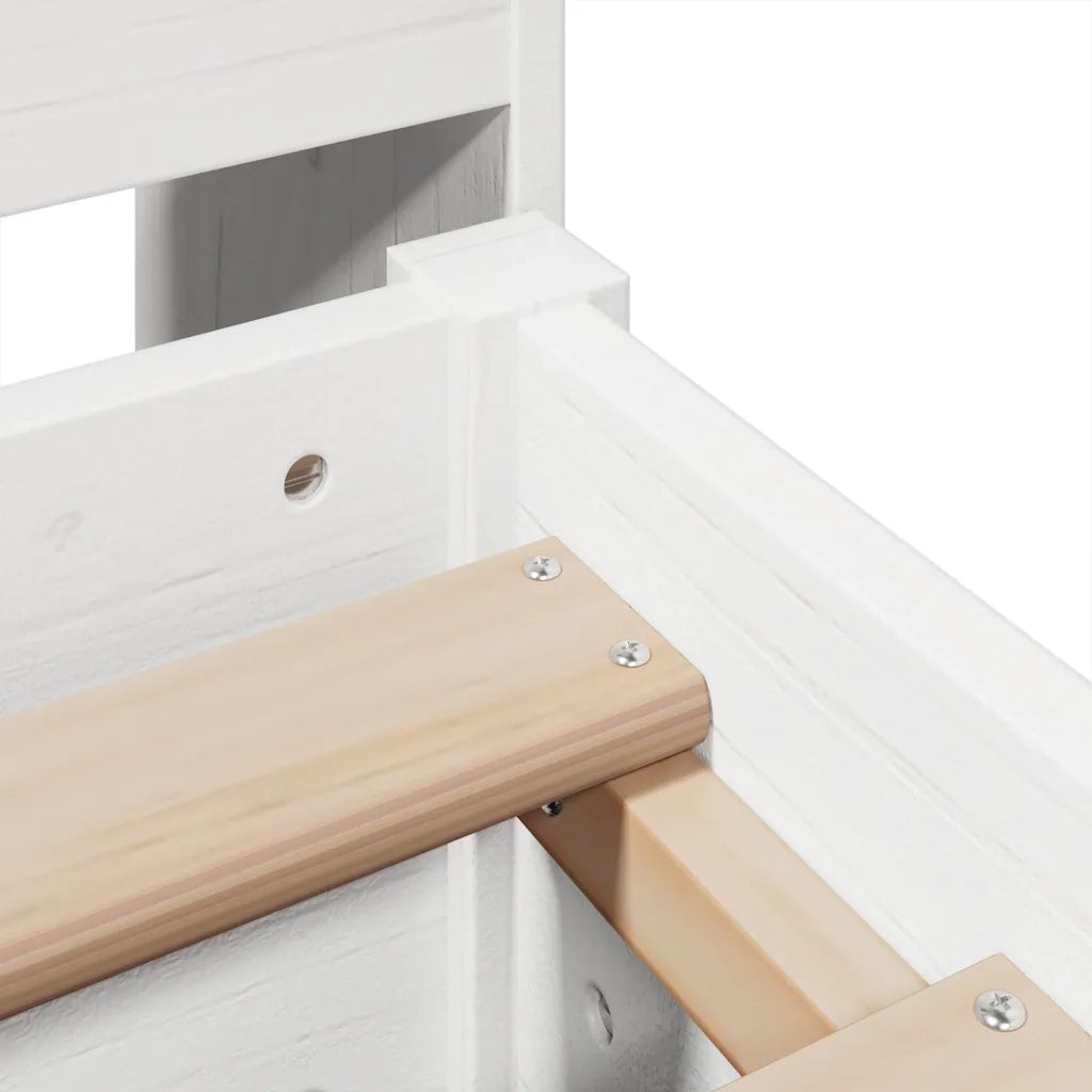 Letto Libreria senza Materasso Bianco 150x200 cm Legno di Pino 3323141