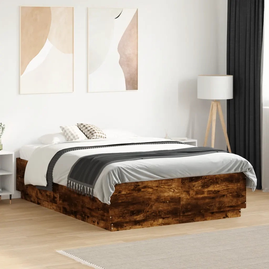Giroletto Luci LED Rovere Fumo 135x190 cm Legno Multistrato 3209650